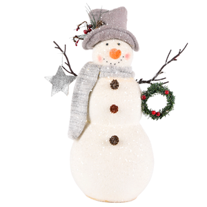 Figurine <span class=keywords><strong>de</strong></span> bonhomme <span class=keywords><strong>de</strong></span> neige gris rustique avec étoile argentée et <span class=keywords><strong>couronne</strong></span> pour décoration <span class=keywords><strong>de</strong></span> Noël inspirée <span class=keywords><strong>de</strong></span> la nature, vente <span class=keywords><strong>en</strong></span> gros - Product Image 1