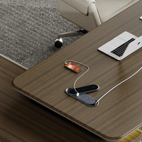 Bureau de direction de taille personnalisable, ensemble de bureau de luxe moderne avec bibliothèque pour usage commercial