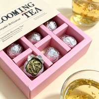 Coffret Cadeau de Boules de Thé Fleuri Artisanales Premium 9pcsx8g Thé Artistique à l'Ouverture Florale 10 Saveurs pour Cadeau de Fêtes Vente en Gros