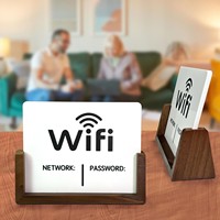 Panneau WiFi pour invités avec base en bois, style rustique commercial simple, plaque décorative avec mot de passe WiFi imprimé UV pour la maison, le bureau, le café