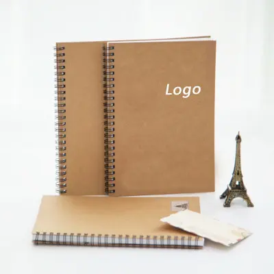 Vintage kraft paper coil custom sketch notebook custom printed logo blank notepad