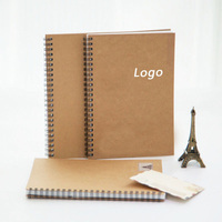 Cuaderno de espiral de papel kraft vintage personalizado, cuaderno de bocetos con logo impreso, bloc de notas en blanco