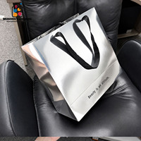 Sacs en papier argenté personnalisés de luxe avec impression sérigraphique, sacs d'emballage pour vêtements, chaussures, sous-vêtements, cadeaux, marque personnalisée