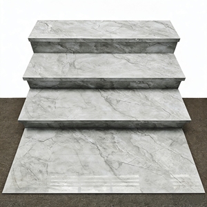 Piastrelle per Scale in Porcellana Effetto Marmo con Illuminazione Integrata, Gradini e Alzate Personalizzabili con Scanalature per Ville - Product Image 5