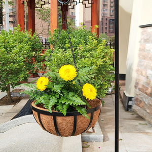 Indoor Outdoor Flower Pots Metal <strong>Hanging</strong> Planter <strong>Basket</strong> with Coir Liner Round Wire Plant Holder <strong>Chain</strong> for Garden Decoration - Product Image 4
