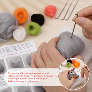 ชุดปักผ้าสักหลาดขนกระต่ายแบบทำมือแบบ DIY ผ้าสักหลาดไม่ผ่านการตกแต่งแล้วสัตว์ขนสัตว์ - Product Image 3