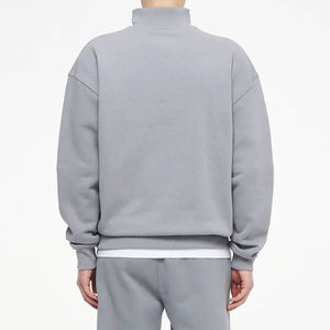 Felpa da <span class=keywords><strong>uomo</strong></span> personalizzata all'ingrosso con <span class=keywords><strong>mezza</strong></span> <span class=keywords><strong>zip</strong></span>, <span class=keywords><strong>senza</strong></span> <span class=keywords><strong>cappuccio</strong></span>, tinta unita, oversize, con logo personalizzato, in pile, con cerniera 1/4 - Product Image 4