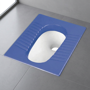 Inodoro en cuclillas de doble color azul puro-Armario de agua de cerámica con diseño sanitario de inspiración africana - Product Image 1