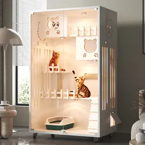 Factory Sale Cat House Indoor Customized Multi- Layer Luxury Solid Wood Pet House Villa Wooden Houses For Cats