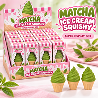 Jouet anti-stress créatif en forme de cornet de crème glacée vert matcha, blocs de construction souples et simulés