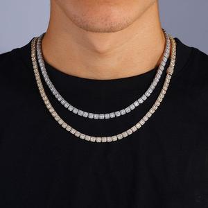 Custom Luxury Hip Hop Moissanite Tennis <b>Chain</b> Necklace 925 Sterling Silver <b>Iced</b> <b>Out</b> VVS Bling Pass Diamond Tester - Product Image 1