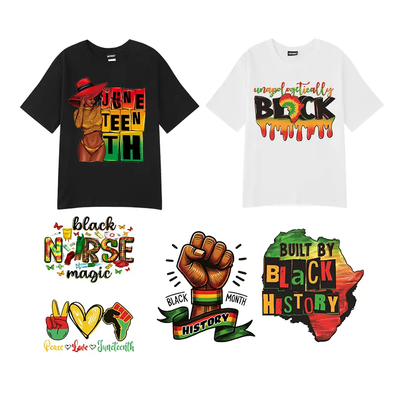High quality heat transfers customized dtf printing dtf transfers designs ready to press juneteenth heat transfer for t shirts