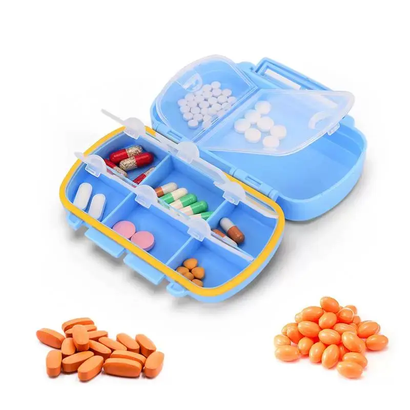 Wettbewerbs fähiger Preis Benutzer definiertes Logo SIX Compartment Medicine Pocket Kunststoff Mini Pill Organizer