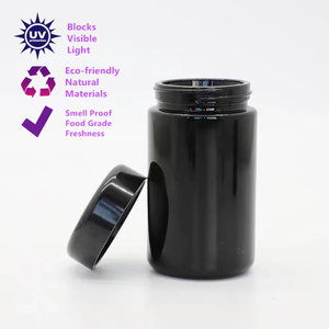 Bocal de Rangement en Verre Rond Ultra Violet Anti-UV Noir de 50g, 100g, 150g, 200g, 250g, 300g, 400g, 500g, 1000g - Product Image 4