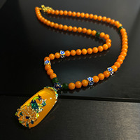 Collier et boucles d'oreilles triangulaires en chalcédoine, ambre et cuivre électroplaqué, style vintage rétro, chic national, style chinois, pour femmes