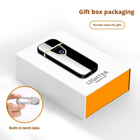 JX-A175 Briquet électronique en métal ultra-fin créatif avec recharge par USB par empreinte digitale, batterie incluse, écologique et portable
