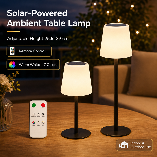 COOLQING Outdoor Garden Waterproof Warm White Portable Rechargeable Cordless Mood Night Light LED Solar Table Lamp