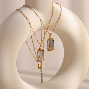 Collana YF8247 alla Moda, Elegante e <span class=keywords><strong>di</strong></span> Lusso con Ciondolo a Cuore e <span class=keywords><strong>Luna</strong></span>, Placcata in Oro 18K, Impermeabile in Acciaio Inossidabile - Product Image 4