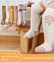 Chaussettes pour bébé nouveau-né en polaire corail jacquard, respirantes, antidérapantes, au-dessus du genou, en spandex/polyester, pour l'automne