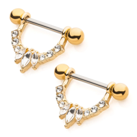 Faux Opale Nipple Piercing Marquise Nipple Barbell Anneau Plaqué Or Bijoux En Gros Piercing