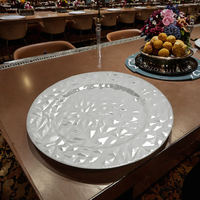 Assiettes de Présentation Rondes Dorées de 13 Pouces en Plastique Électroplaqué, Personnalisables et Durables, Idéales pour les Décorations de Mariage – Vente en Gros