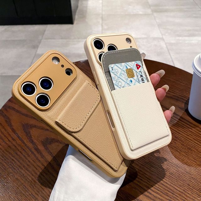 High Quality PU Leather Card Holder Luxury Wallet Phone Case for Iphone 17 16 15 Plus Pro Max Shockproof Camera Full Back Cover