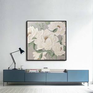 Cuadro Moderno <span class=keywords><strong>de</strong></span> Flores Blancas Pintado a Mano al Óleo sobre Lienzo, Tamaño Personalizable, Decoración para Sala <span class=keywords><strong>de</strong></span> Estar y Hogar, Pinturas <span class=keywords><strong>de</strong></span> Flores, Regalos - Product Image 2