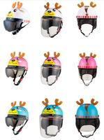 Casque de moto demi-face pour enfants, motif animal, certifié DOT, haute résistance aux chocs, en plastique PP, idéal pour toutes les saisons