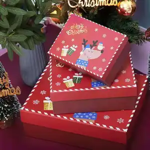New Christmas gift box with lid large cartoon elk gift box Christmas scarf present packing box wholesale