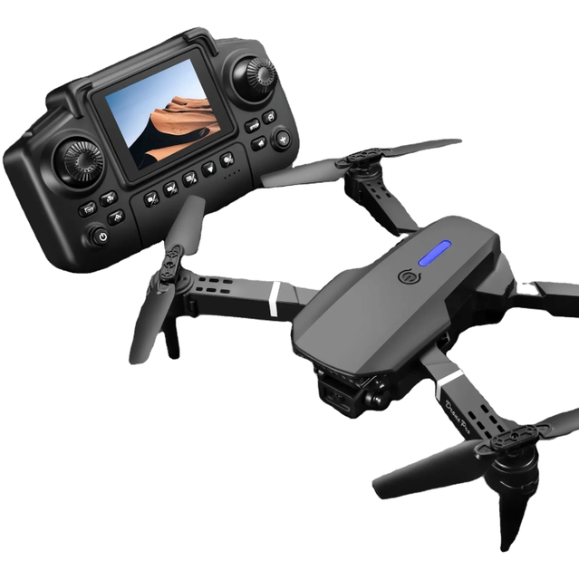 New Cheap E88ro Max Drone with Screen Remote Control 4K HD Dual Camera Foldable Mini Drone for Beginners Plastic LED Lights
