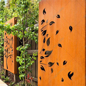 Hình vuông cây sồi gỉ corten Màn hình sự riêng tư thép corten màn hình vườn màn hình - Product Image 2