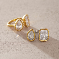 Anneaux en acier inoxydable avec perles, zircon et strass, style simple, fermoir à homard, pour femmes