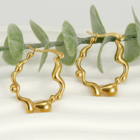 Boucles d'oreilles en acier inoxydable pour femme, mode européenne et américaine, or 18K, boucles d'oreilles irrégulières en acier titane