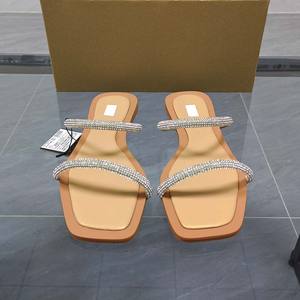 <span class=keywords><strong>Chaussures</strong></span> pour femmes espagnoles 2024 été nouvelle mode décontracté strass sandales plates <span class=keywords><strong>chaussures</strong></span> de créateurs femmes marques - Product Image 2