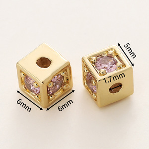 18k Gold Plated Square Cubic Zirconia <b>Spacer</b> Beads For Bracelet Making DIY Jewelry Accessories - Product Image 2