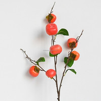 Enkelvoudige steel 7 hoofden Persimmon Oranje Rood 88cm Kunstmatige vruchten Milieuvriendelijk Halloween Feest Bruiloft Kerstmis Pasen Huis