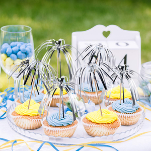 Adornos para cupcakes con diseño de fuegos artificiales, palillos decorativos de aluminio para graduación, decoraciones para pasteles festivos, palillos para comida de 7 pulgadas para recuerdos de fiesta - Product Image 4