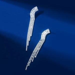 Pendientes de Cadena con Garras Estilo Europeo Americano, Personalidad Exagerada, Circonita, Borla de Diamantes Desnudos, Largos, Completamente de Diamantes, para Moda - Product Image 4