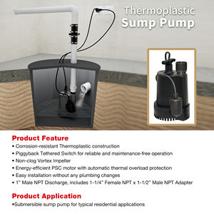 مضخة سوداء أحادية المرحلة مخصصة ، تدفق محرك <span class=keywords><strong>HP</strong></span> 2400GPH مضخة مياه غاطسة كهربائية للقبو - Product Image 2