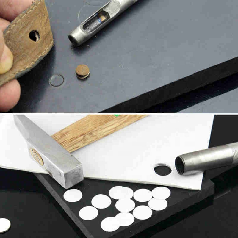Leather Hole Punch Set – 10-Piece Round Hollow Puncher, 0.5-5mm Sizes, Steel Leathercraft Tool For Belts, Bags, Gaskets & Vinyl