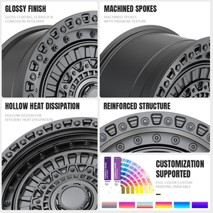 ล้ออัลลอยด์สีดำ SPEED MEGA สำหรับออฟโรด ขนาด 17x10J 18x6.5J 19x9J 20x10J ขอบลึกแบบ Beadlock สำหรับรถกระบะและ SUV - Product Image 4
