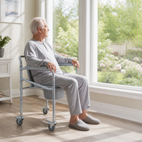 Fauteuil de toilette manuel amovible avec seau, dossier rembourré imperméable et accoudoirs fixes pour soins aux patients