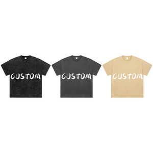 Vente en gros personnalisée de T-shirts rétro à col rond pour hommes, en coton, coupe oversize, grande taille, délavé, effet délavé à l'acide - Product Image 6