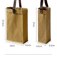 Bolsas de Regalo para Vino de Papel Kraft con Asa de Cuero, Bolsa de Transporte para Botellas Grandes, Negra, Marrón, Gris, Reutilizable, Logotipo Personalizado, Venta al Por Mayor