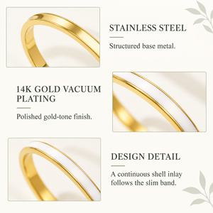 กำไลข้อมือฝังเปลือกหอย สแตนเลสและเปลือกหอย ชุบสุญญากาศทอง 14K - Product Image 2