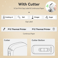 Imprimante d'étiquettes adhésives portable Marklife P12, mini imprimante d'étiquettes, imprimante thermique avec ruban continu