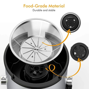 Extracteur de jus lent électrique 2L robuste à nettoyage automatique, à large ouverture, avec séparation de la pulpe et lames en acier inoxydable, pour fruits et légumes, idéal pour la cuisine domestique - Product Image 6