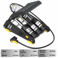 Pompe à pied portable BAIMEI personnalisable en acier à double cylindre pour vélos, haute pression 160 PSI avec manomètre, valve Schrader