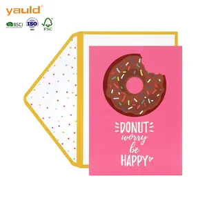 Custom Printing High Quality Chocolate Fragrance Donut Happy Birthday Greeting Cards