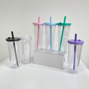 24Oz Pre Drilled Tea Boba Bubble Smoothie <b>Cup</b> With Wide Reusable Straw Clear Transparent Acrylic Tumblers - Product Image 4